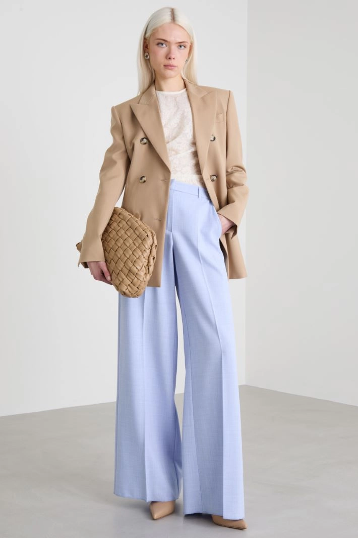 Mélange basketweave trousers - PALE BLUE
