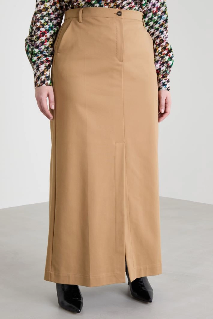 Straight canvas skirt - CAMEL