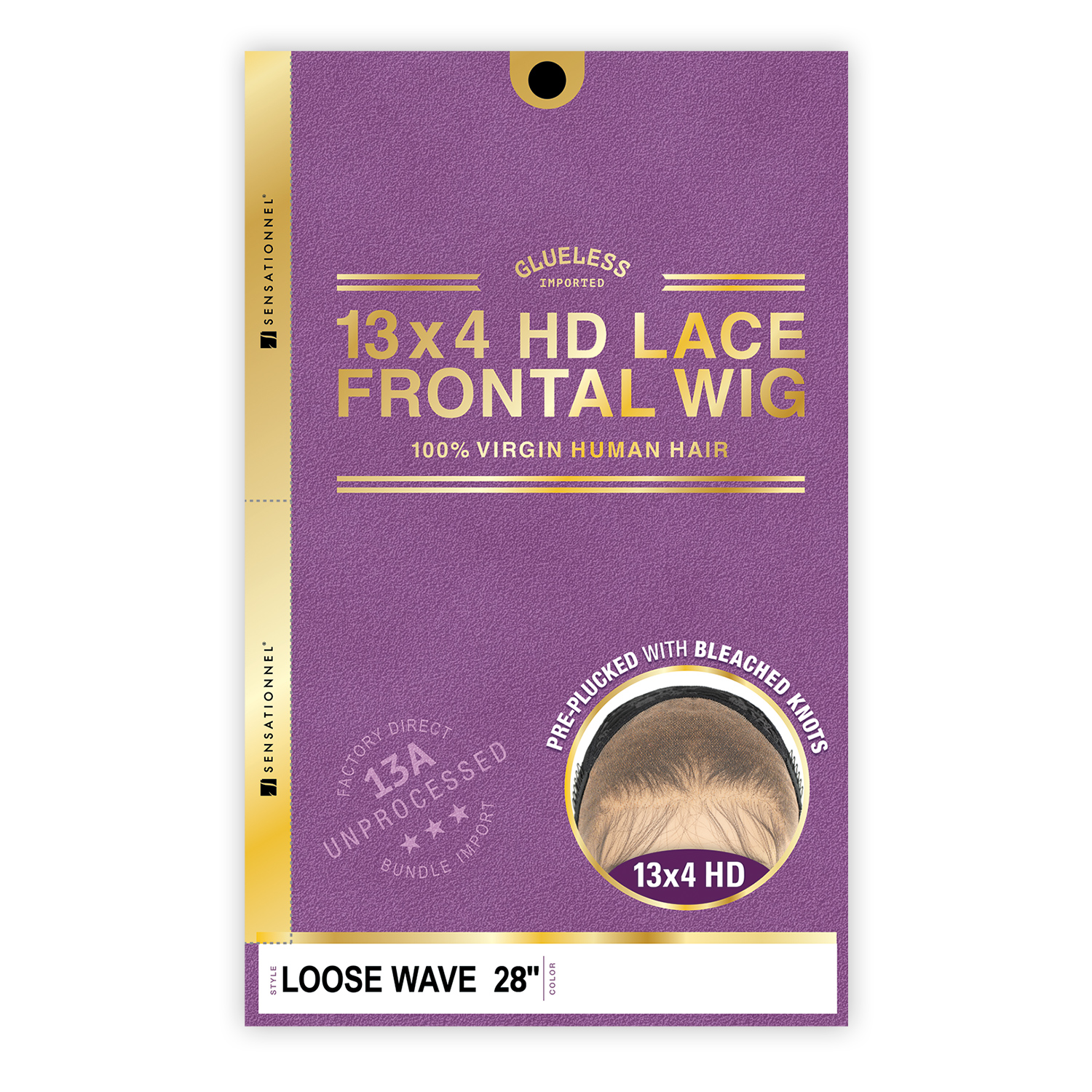 Sensationnel Unprocessed Virgin Human Hair 13X4 HD Lace Frontal Wig Glueless 13A Loose Wave 28