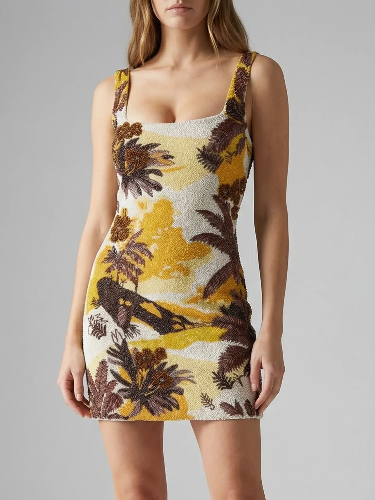 Kulani Kinis x Oceanus Golden Sunset Beaded Mini Dress