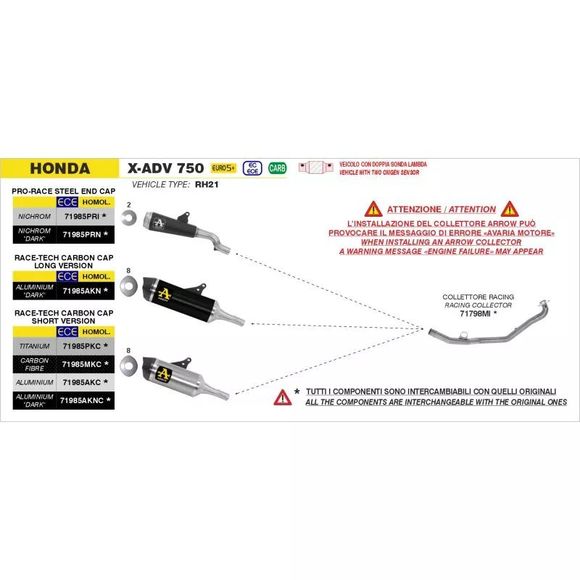 Arrow Racing - Gray CollectorHONDA 750 X -ADV 750 DCT ABS - 2025Ref: AW0990 / 71798MI