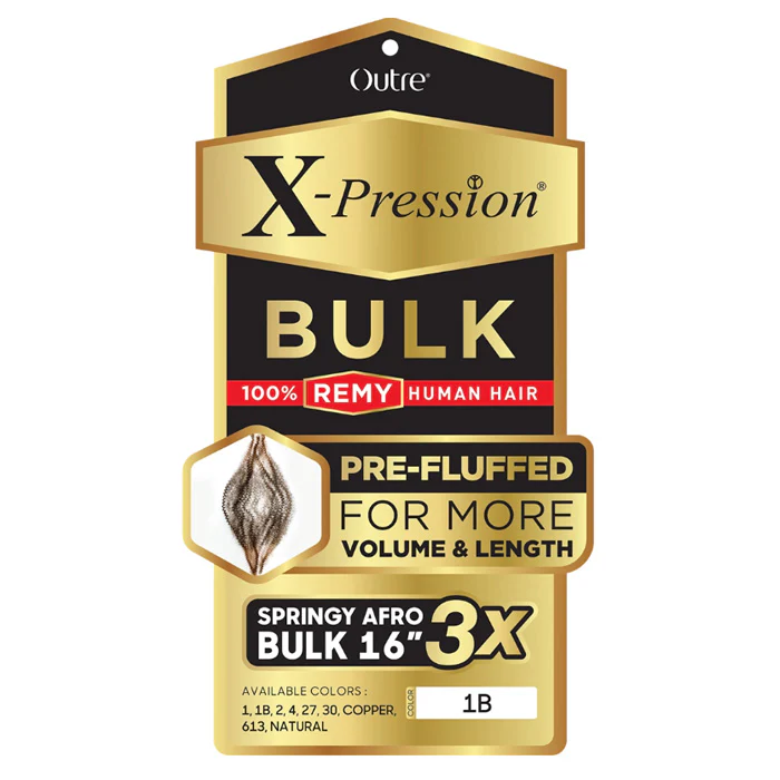 Outre X-Pression 100% Remy Human Hair Pre-Fluffed Braids - 3X SPRING AFRO BULK 16