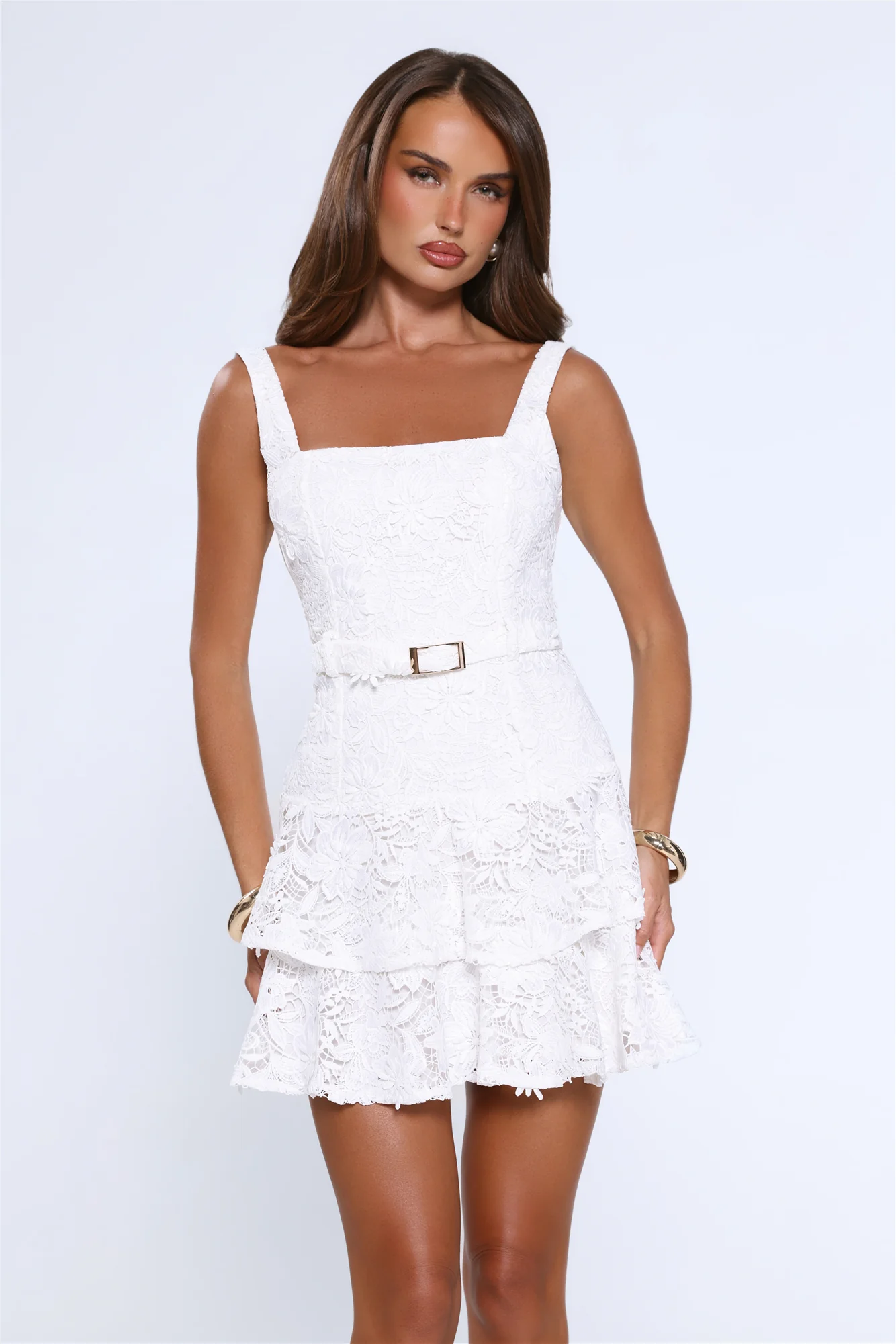 Smitten Season Embroidered Mini Dress White