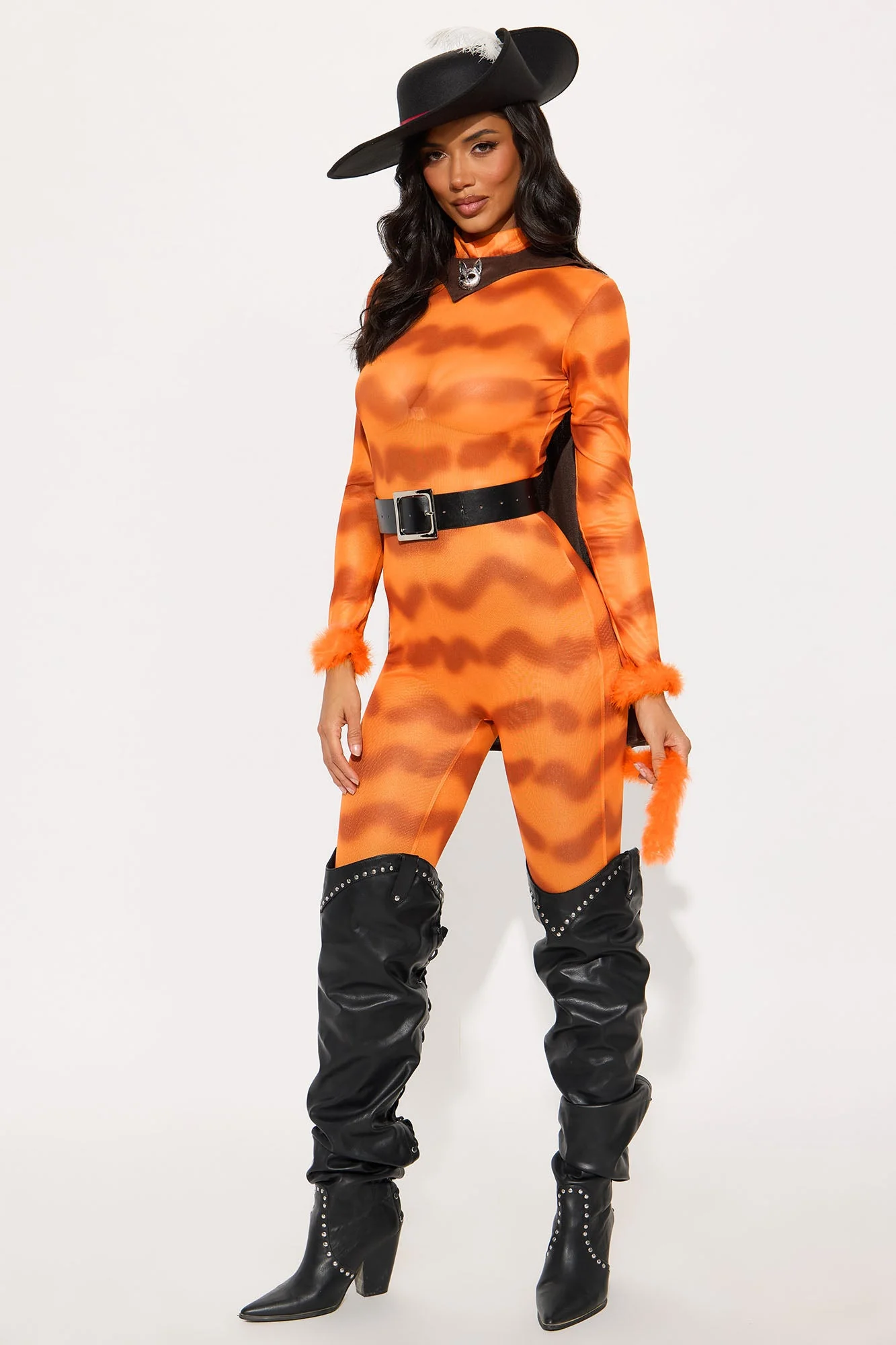 Kitty Cat In Boots 5 Piece Costume Set - Orange