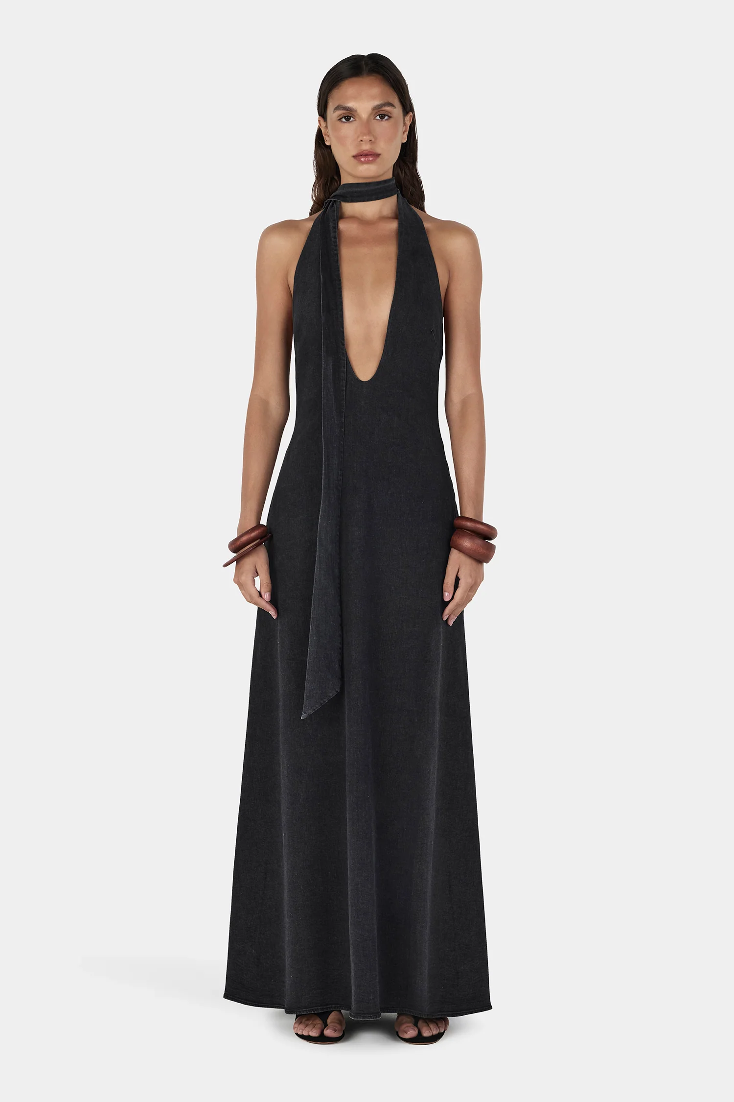 Rae Maxi Dress Charcoal Chambray