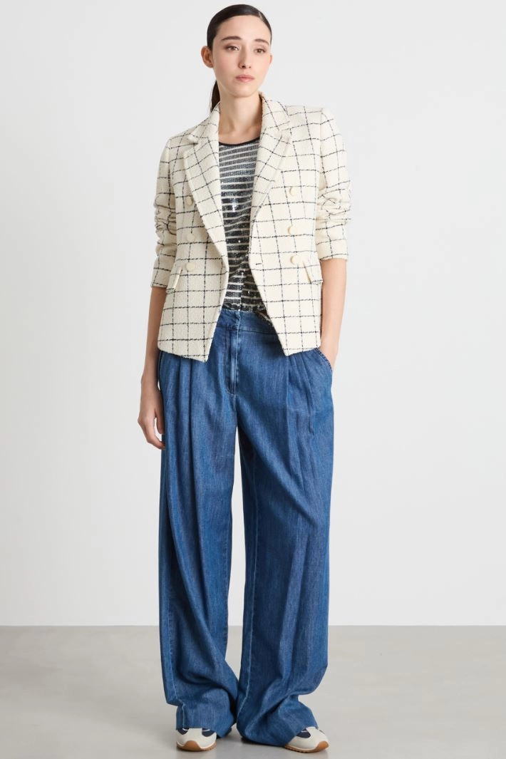 Oversized pleated jeans - BLUE