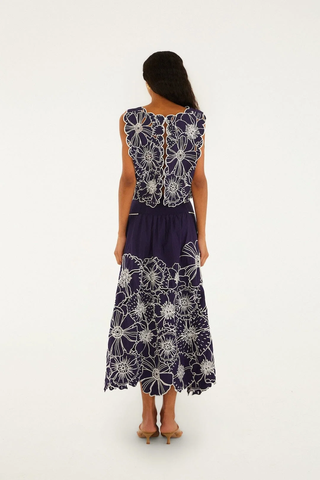 Blue Flowers Richelieu  Maxi Skirt