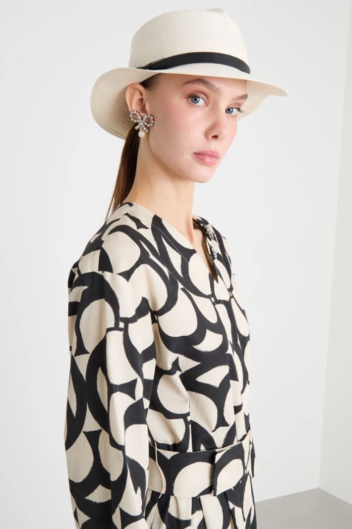 Straw Hat - WHITE BLACK