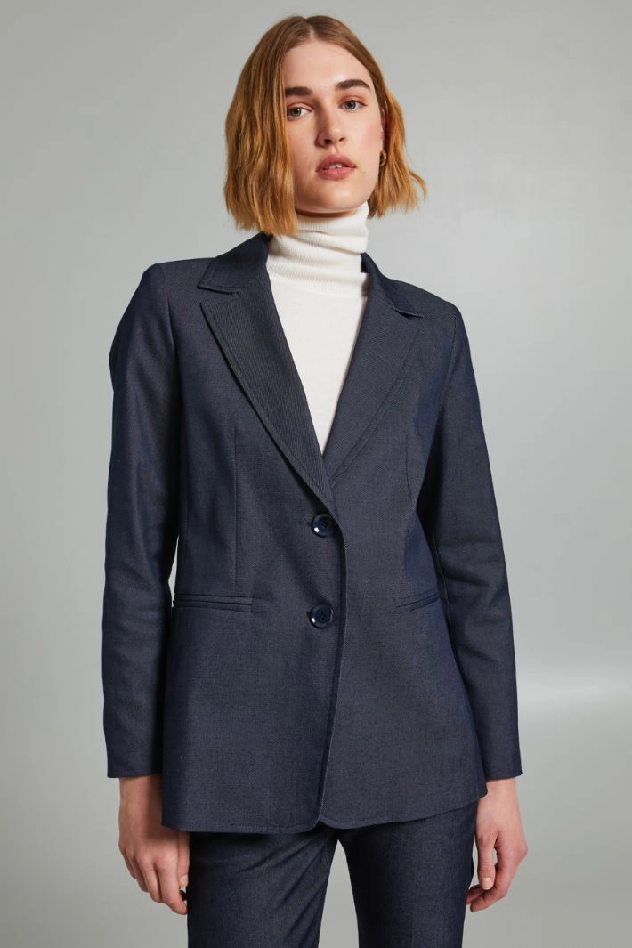 Denim-effect blazer - DENIM BLUE
