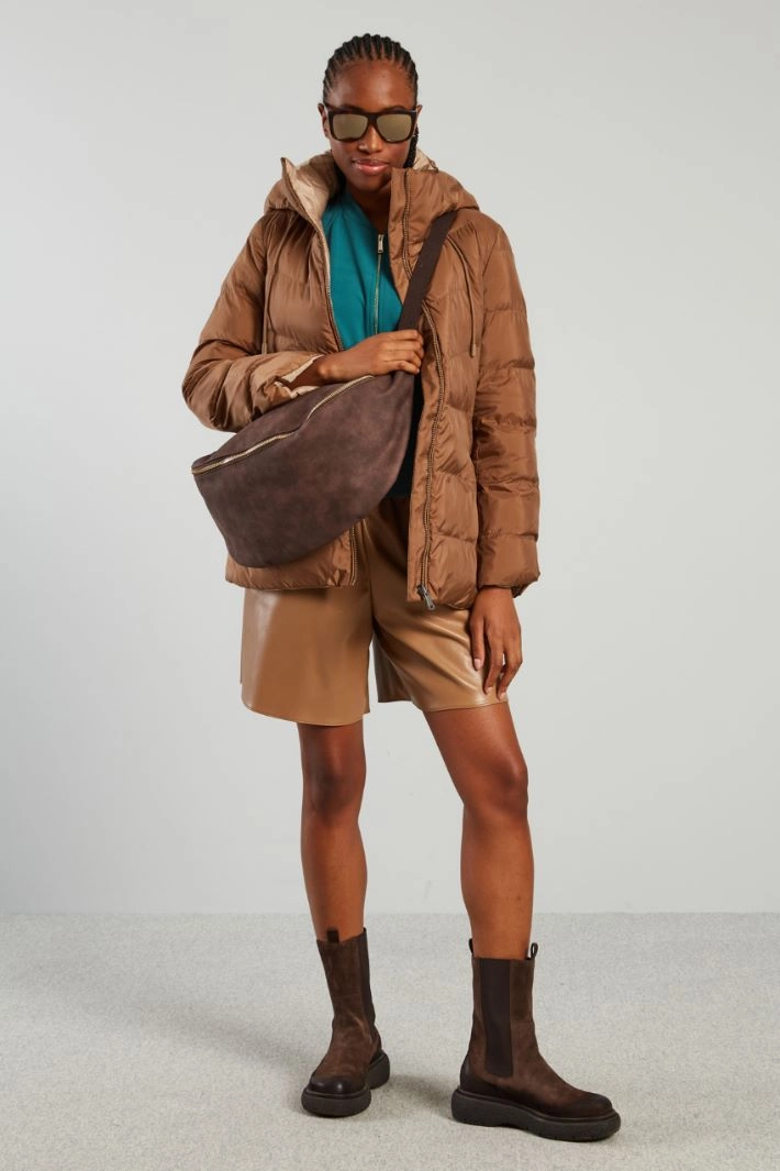 Belted down jacket - BROWN BEIGE