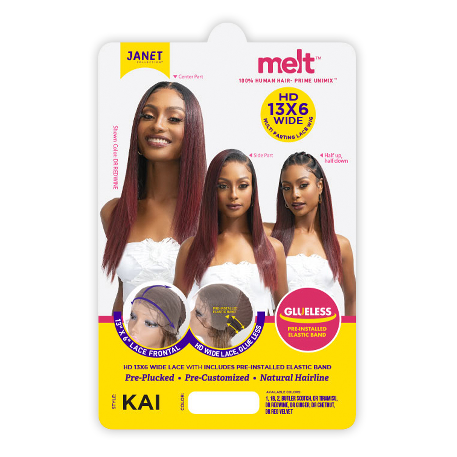 Janet Collection Human Hair Blend HD Lace Front Wig Glueless Melt 13X6 Wide Kai