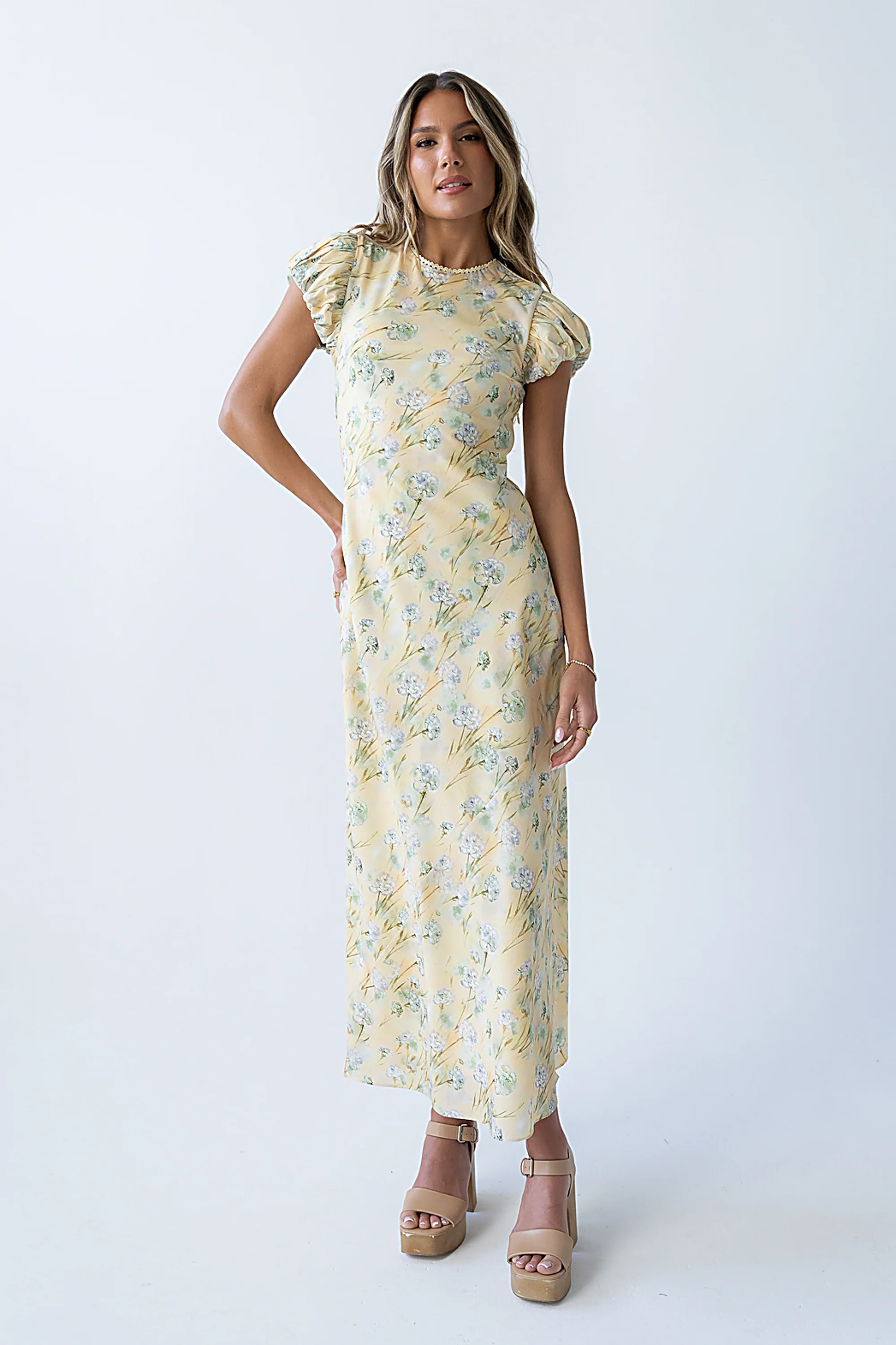 Ellianna Floral Maxi Dress in Butter Yellow