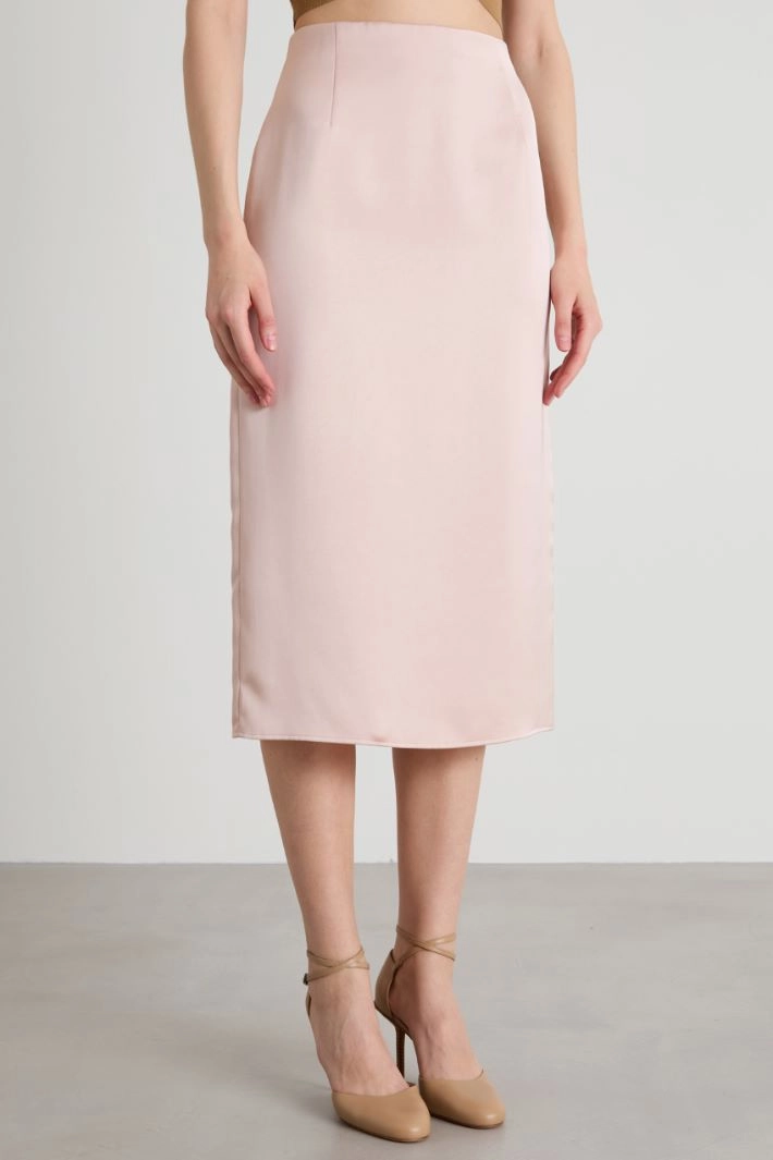 Straight satin skirt - LIGHT PINK