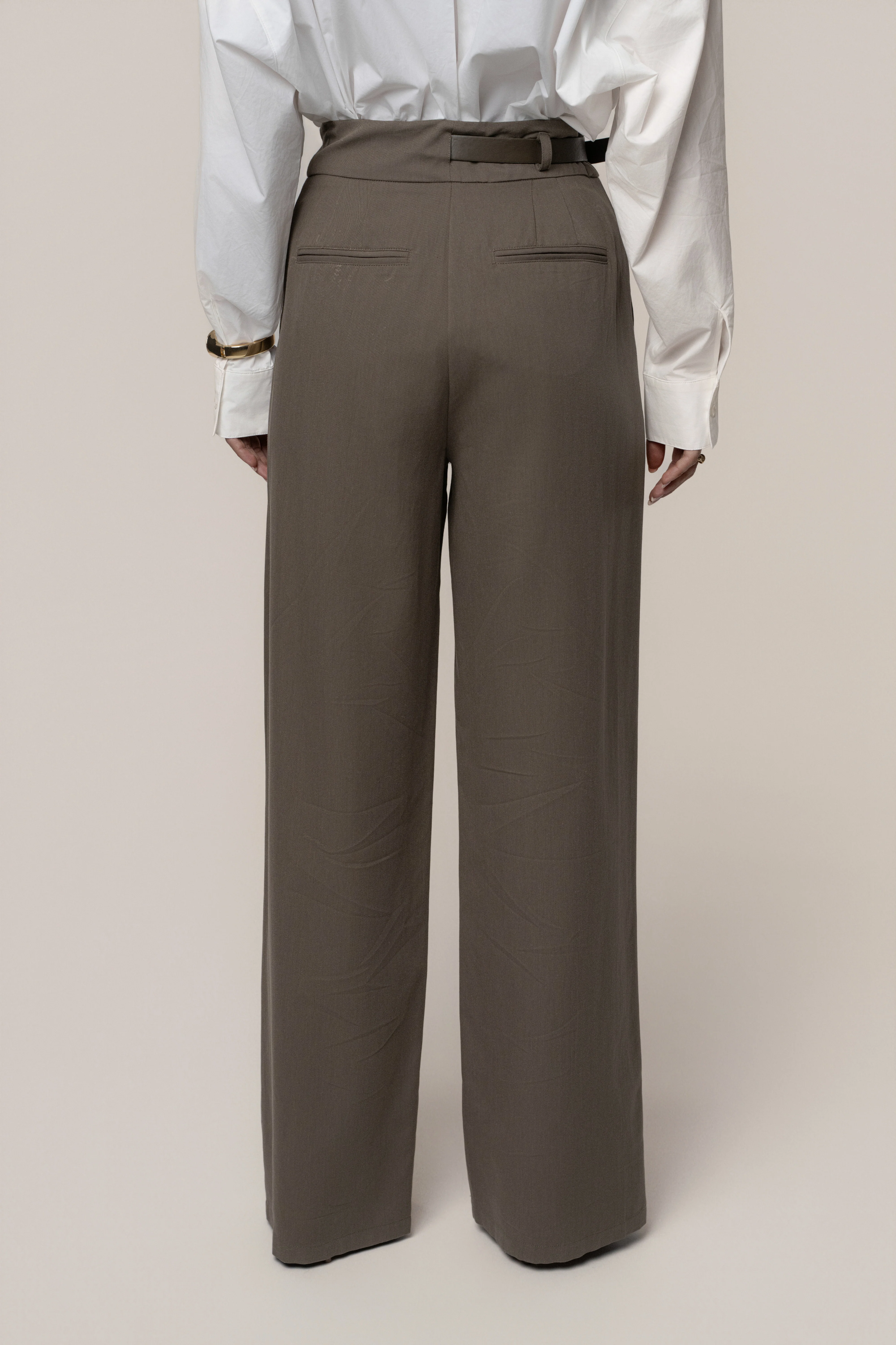 Dark Taupe Everywhere Belted Trousers
