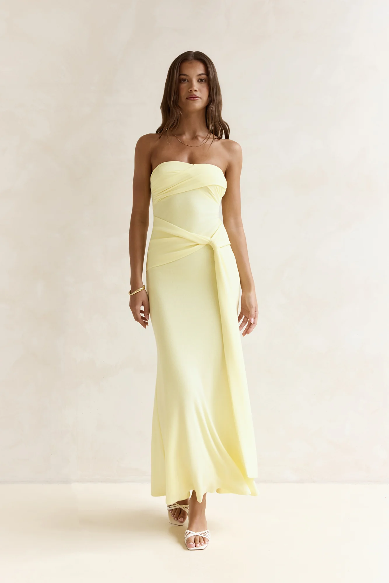 Follow You Strapless Maxi Dress Yellow