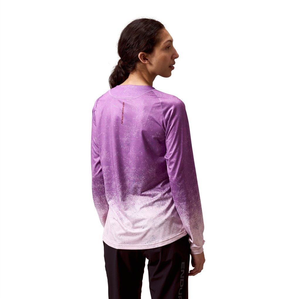 Endura Singletrack Print Long Sleeve Tee Women - end purple
