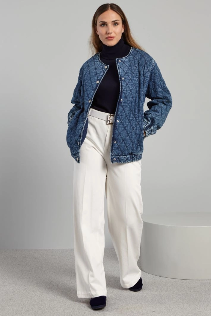 Quilted denim bomber jacket - DENIM LIGHT BLUE