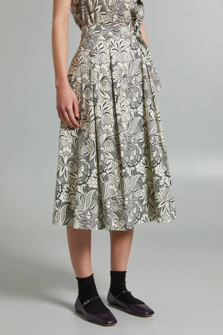 Wrap skirt in faille - BLACK CREAM