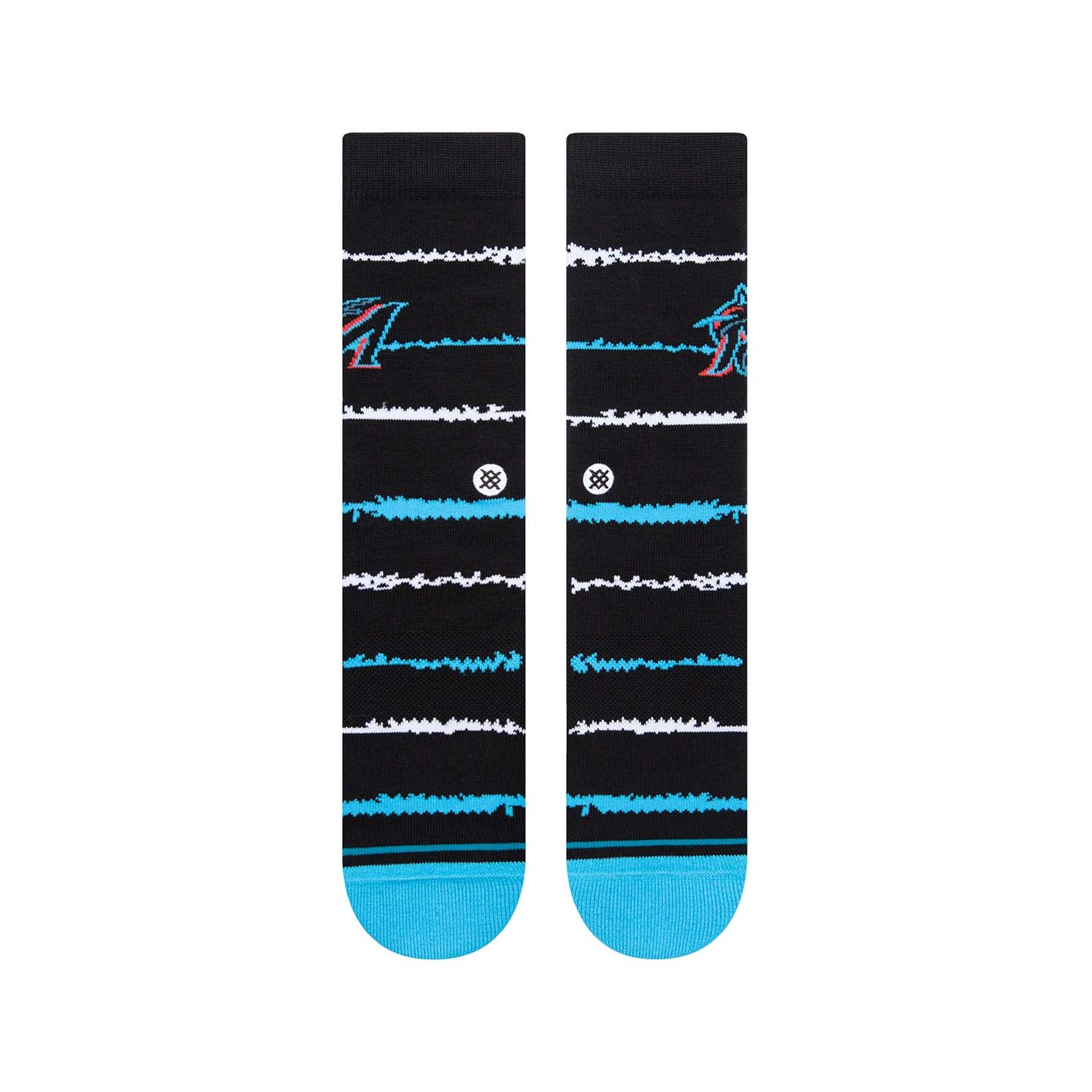 Miami Marlins Chalk Stance MLB Crew Socks Black