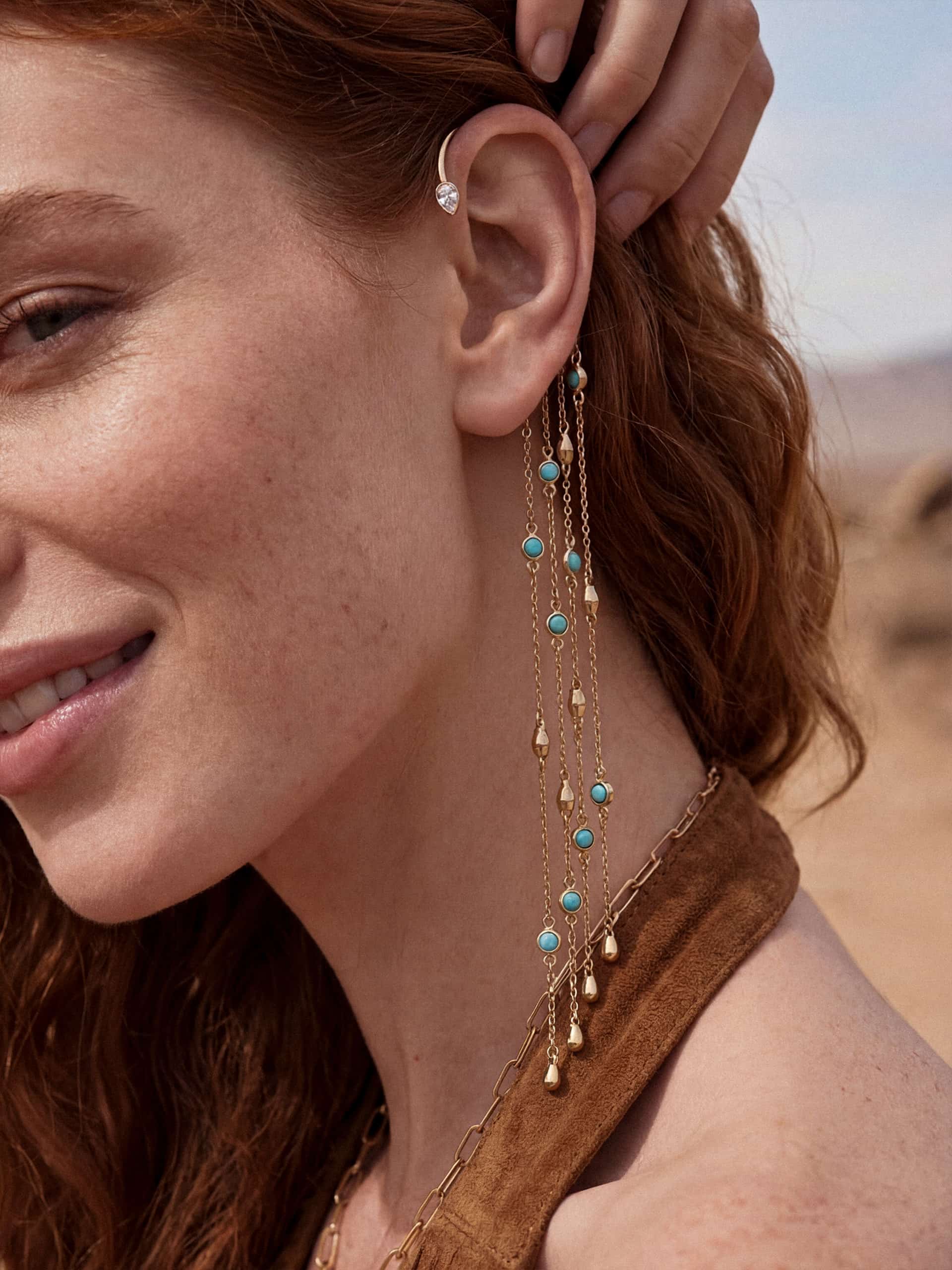 Linear Chains Statement Ear Cuff