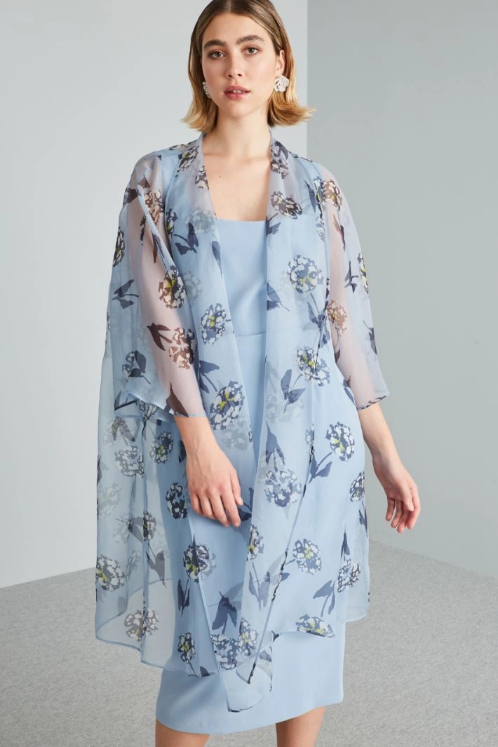 Silk organza duster coat - LIGHT BLUE WHITE BLUE