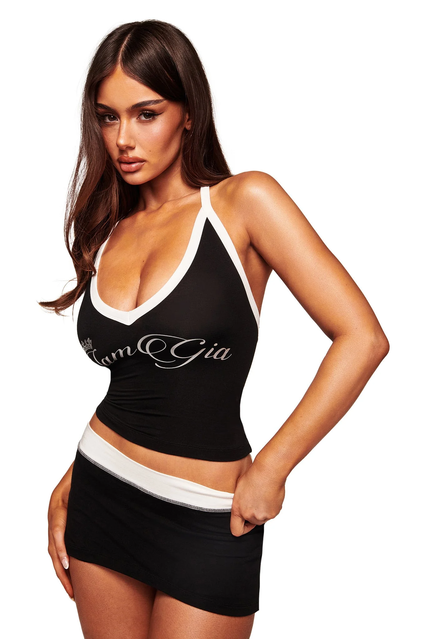 Blare V-Neck Tank - Black And White