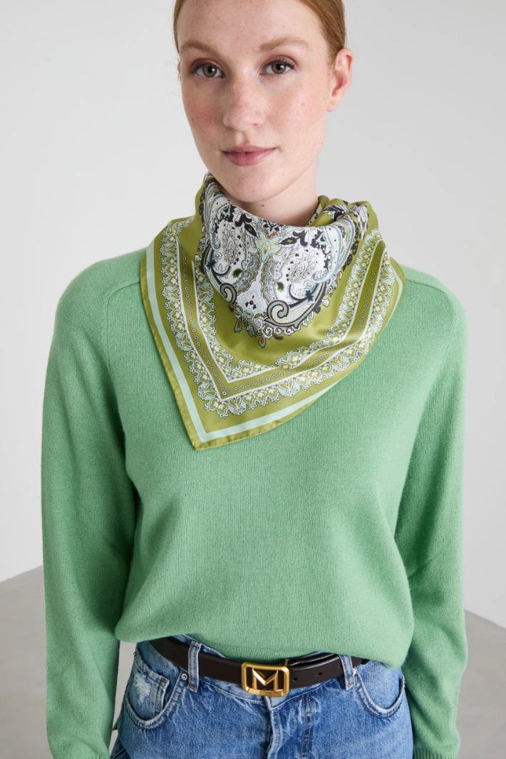 Silk twill scarf - GREEN