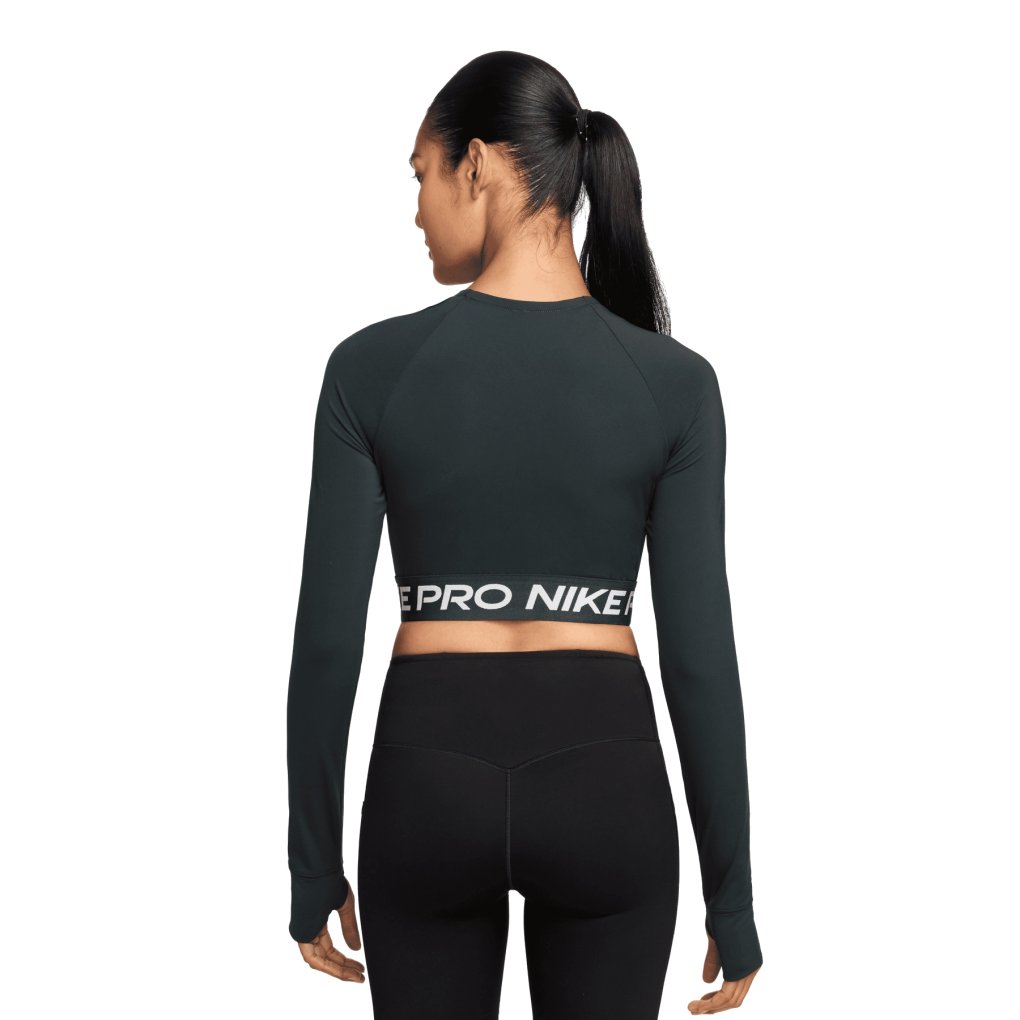 Nike Pro Dri-FIT Crop Long Sleeve Women - seaweed/white FV5484-390