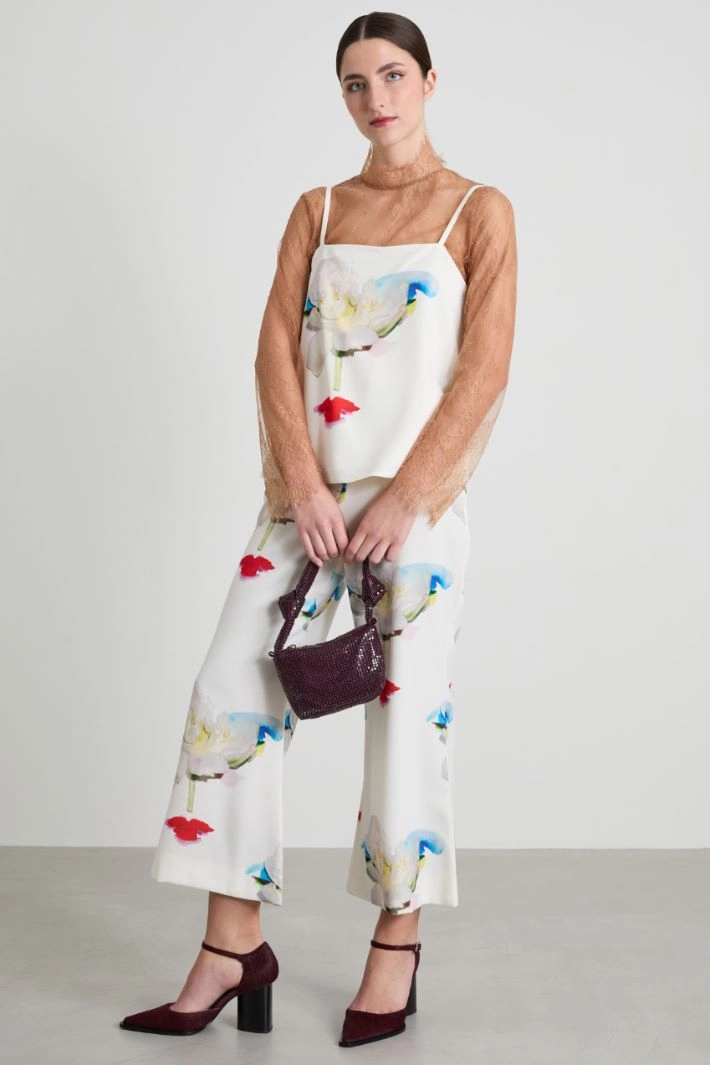 Lingerie-look top - CREAM