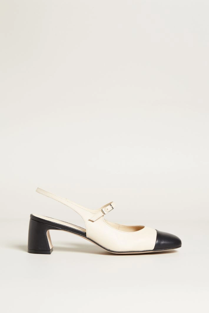 Mary Jane with heel - LIGHT BEIGE BLACK