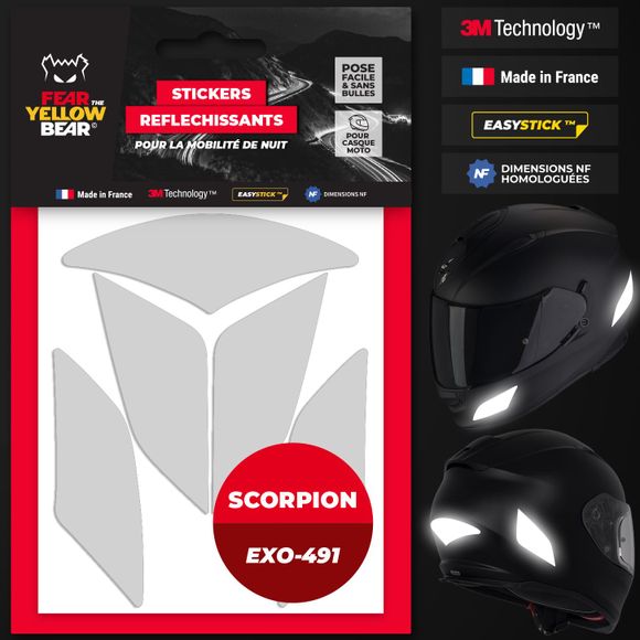 Reflective Stickers Fear The Yellow Bear Replica Scorpion Exo 491 - WhiteRef: FYB0039