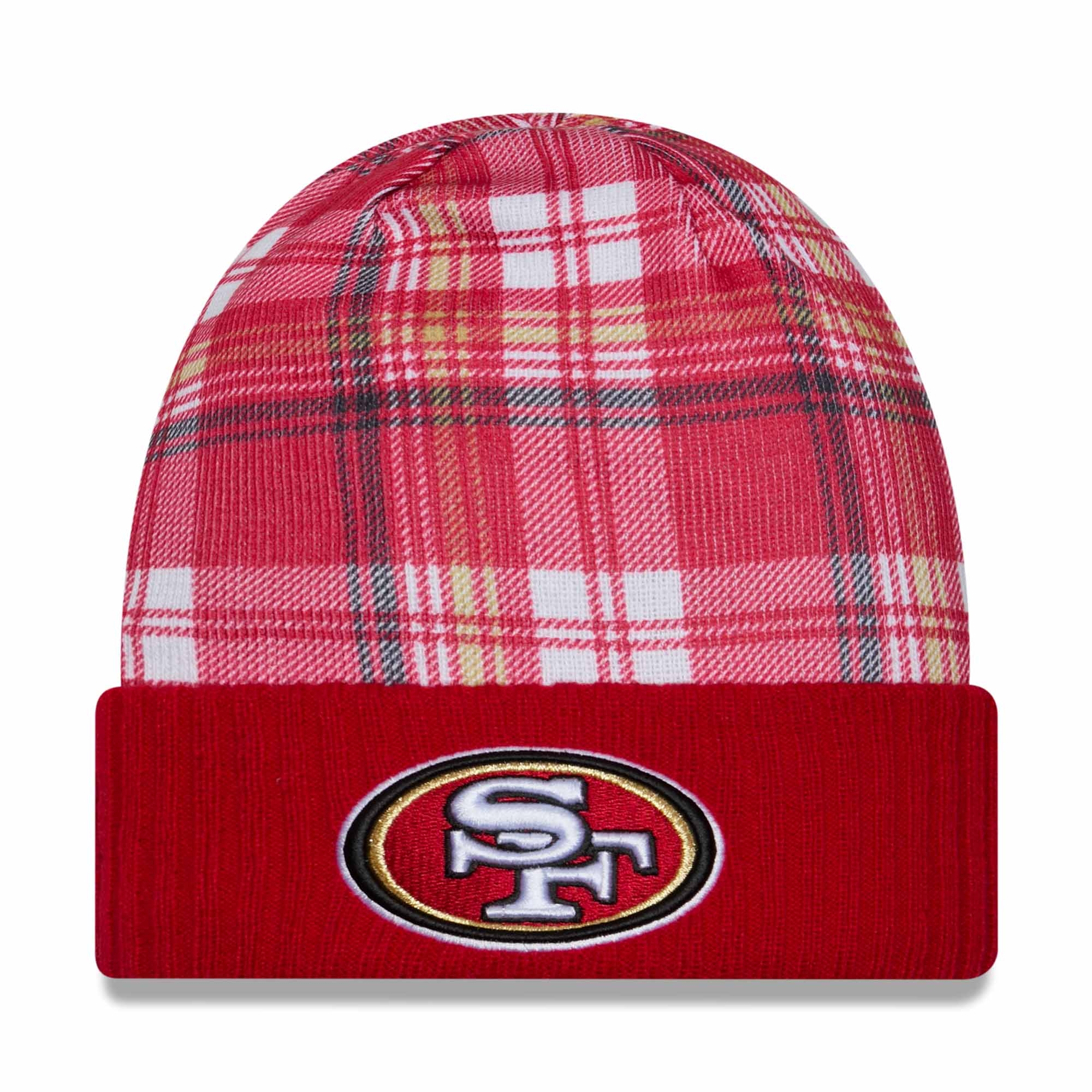 San Francisco 49ers 2024 NFL Sideline Statement New Era Knit Hat Red