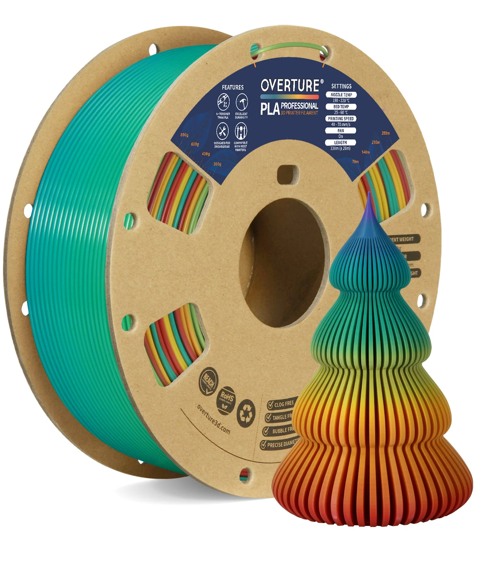 Overture PLA Professional Gradient Filament 1.75mm