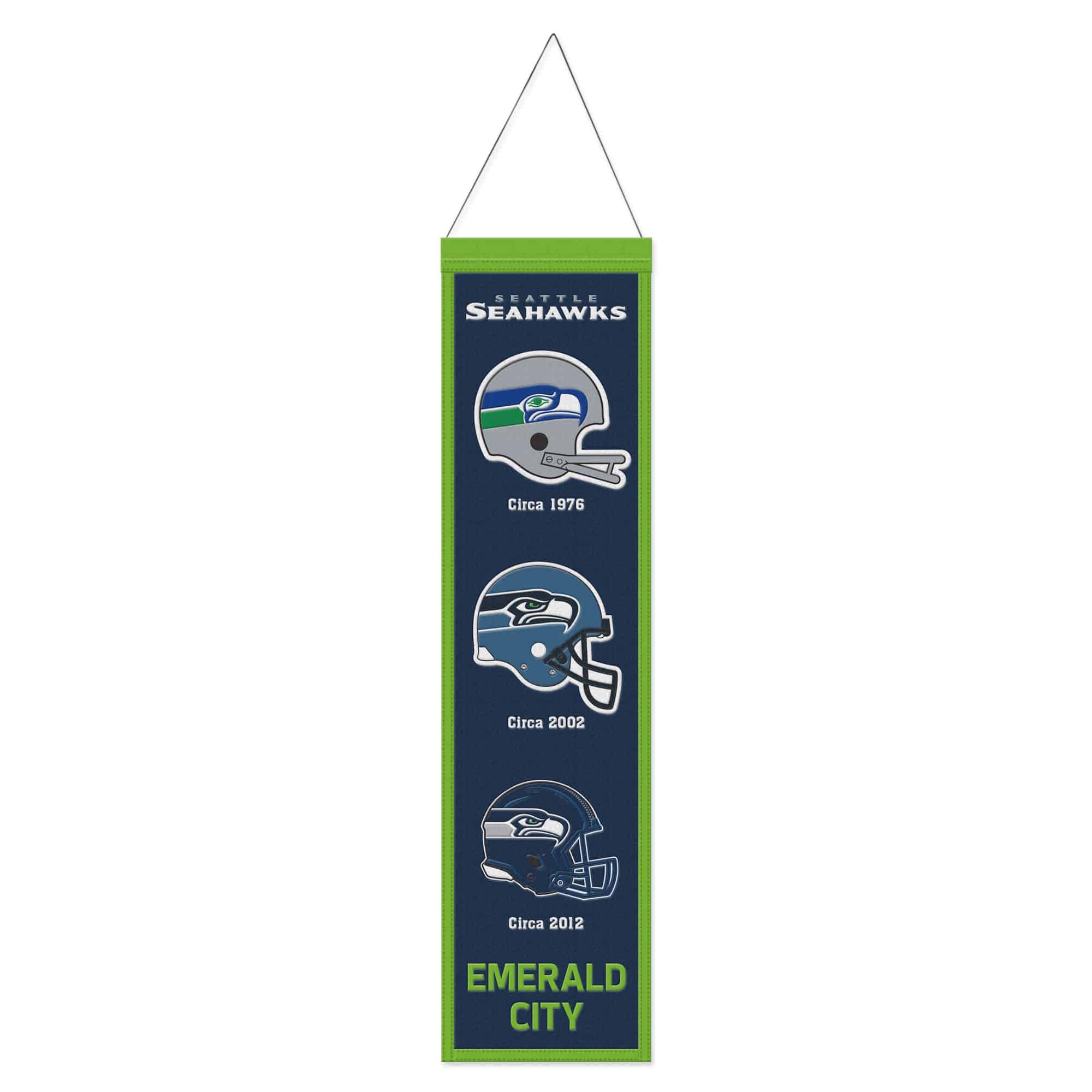Seattle Seahawks Logo Evolution NFL Wool Banner