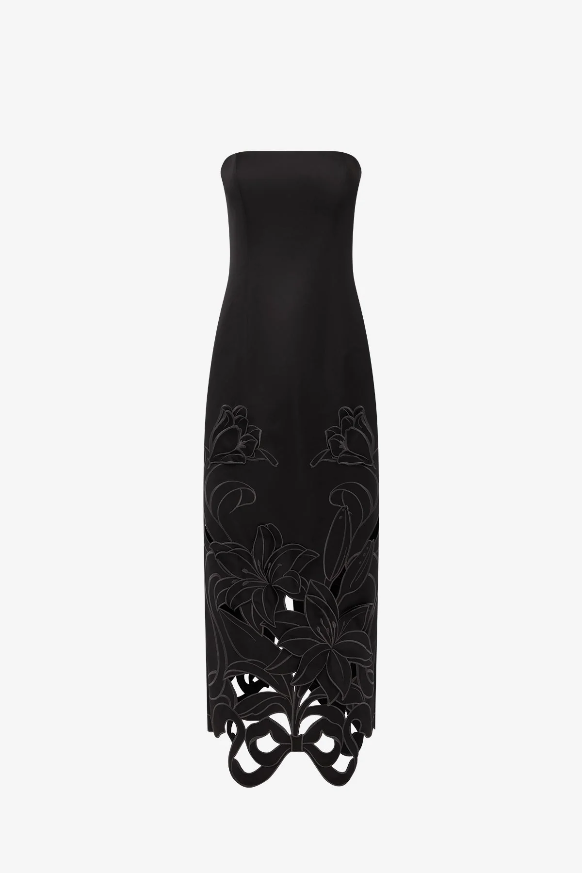 Rayna Appliqué Bustier Maxi Dress - Lily in Ebony