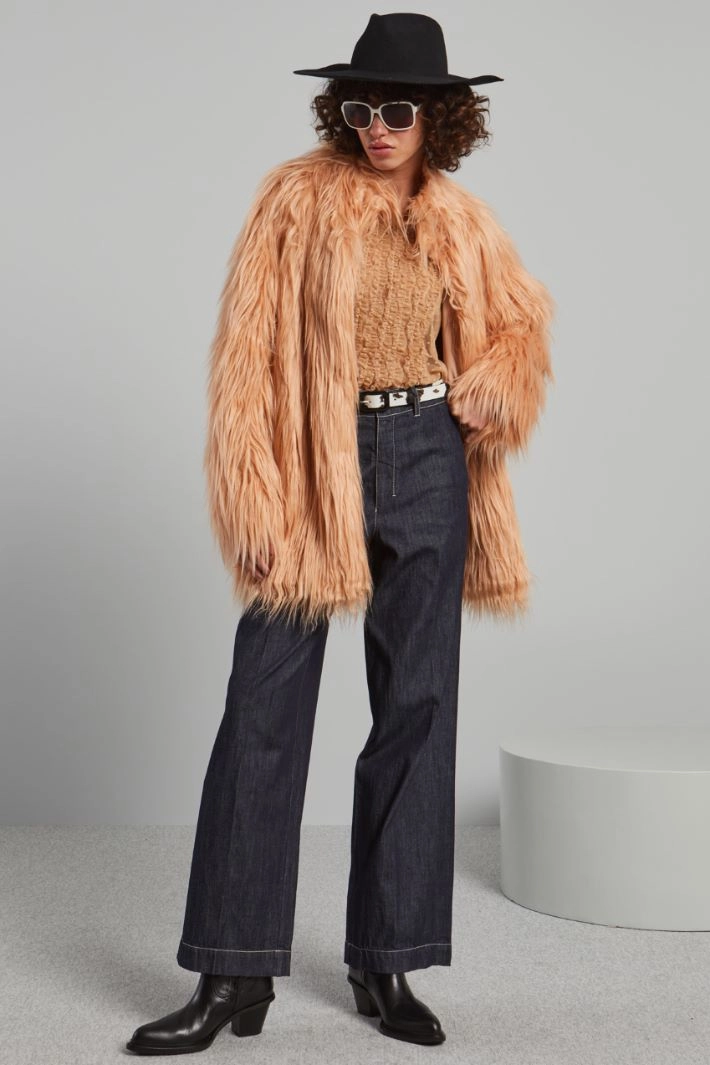 Furry plush coat - PINK