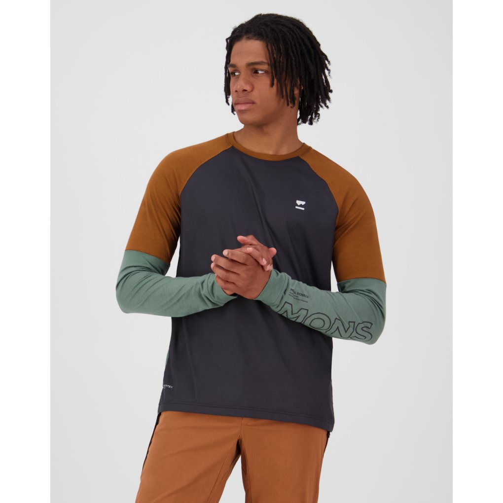 Mons Royale Tarn Merino Wind Bike Jersey Men - cypress / caramel / black