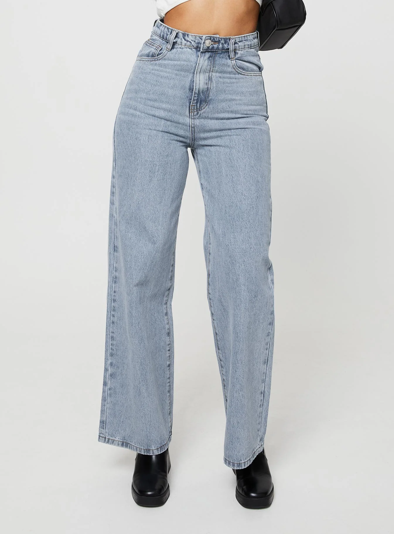 Nicolo High Rise Straight Leg Jeans Light Blue Wash