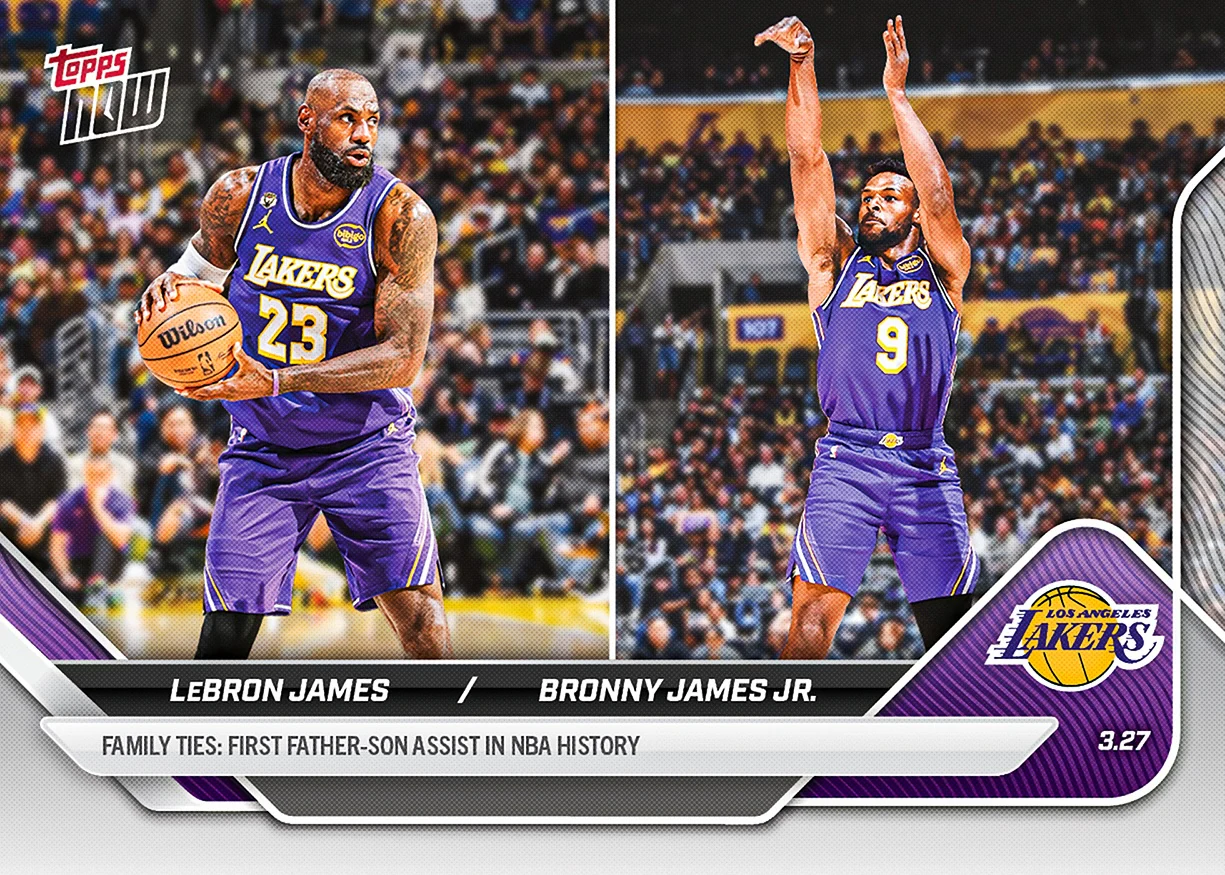 LeBron James/Bronny James Jr. - 2025-26 NBA Topps NOW® - Card 229