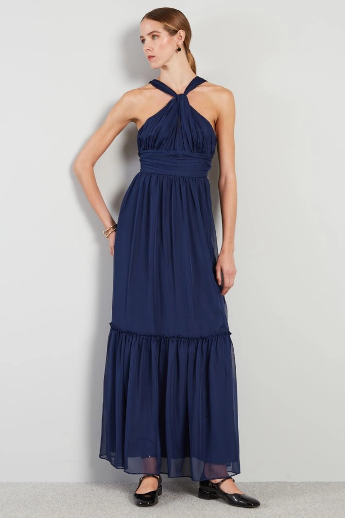 Chiffon maxi dress - NIGHT BLUE