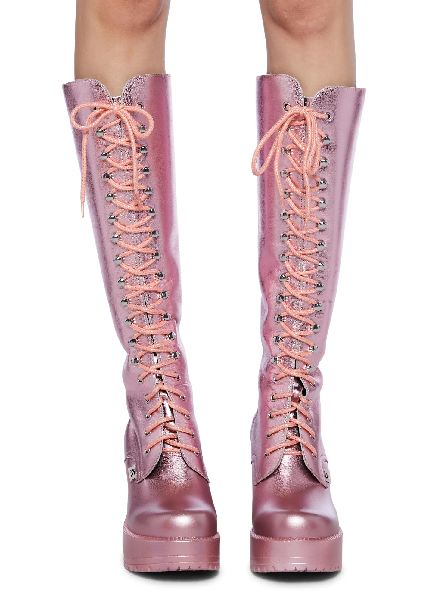 Lash Knee High Boots - Pink