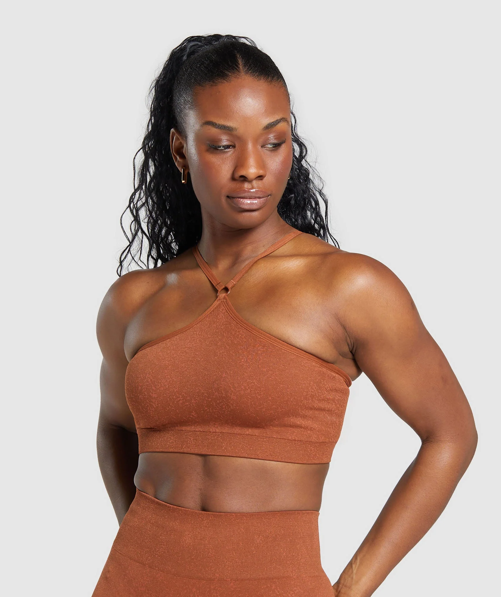 Adapt Fleck Seamless Halterneck Bralette Copper Brown/Terracotta Orange
