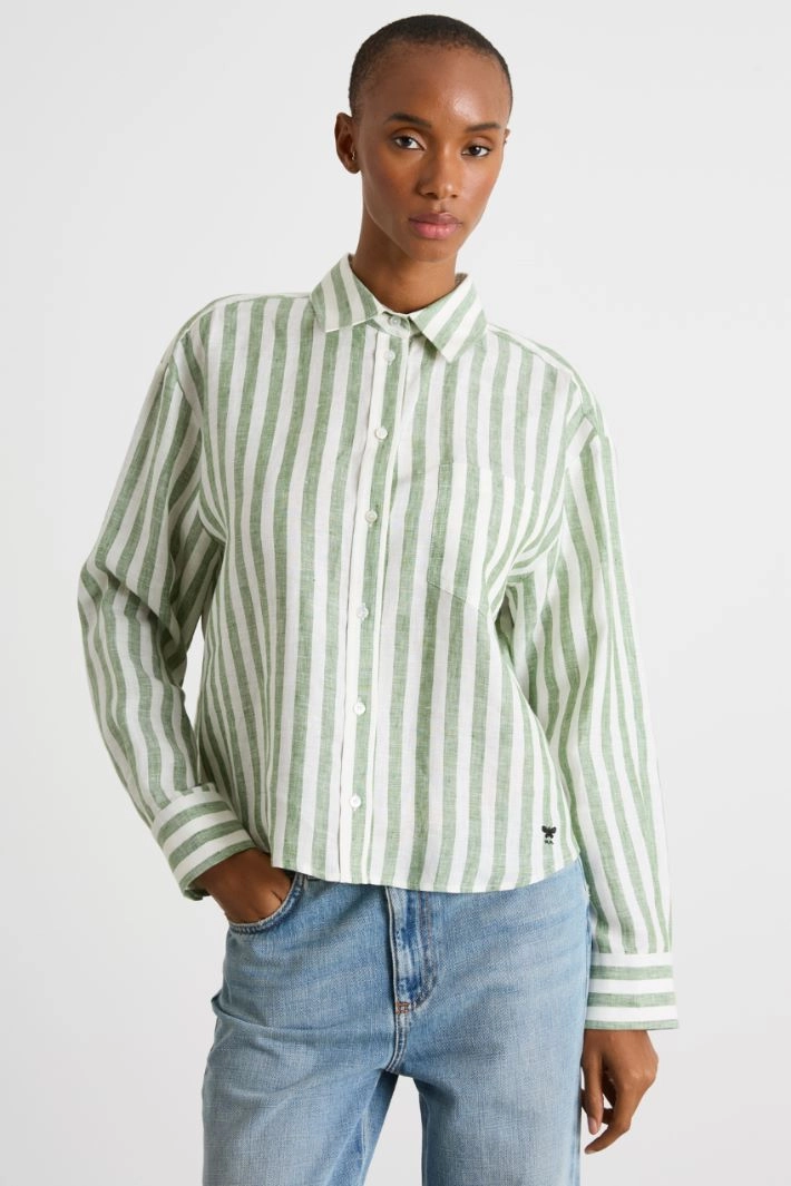Boxy shirt - GREEN WHITE
