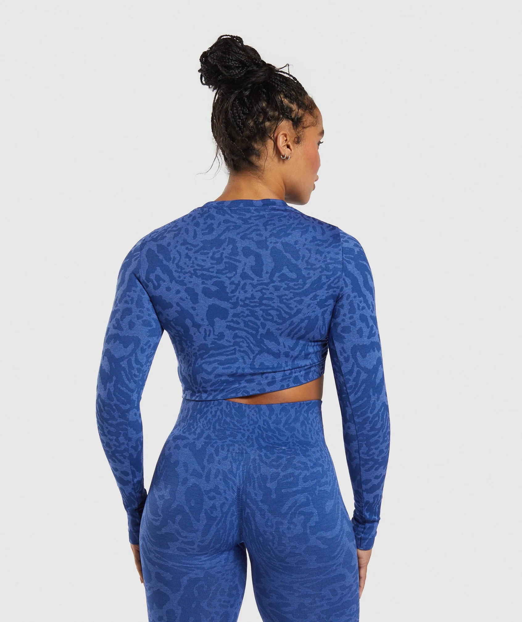 Adapt Safari Seamless Long Sleeve Crop Top Wave Blue/Iris Blue