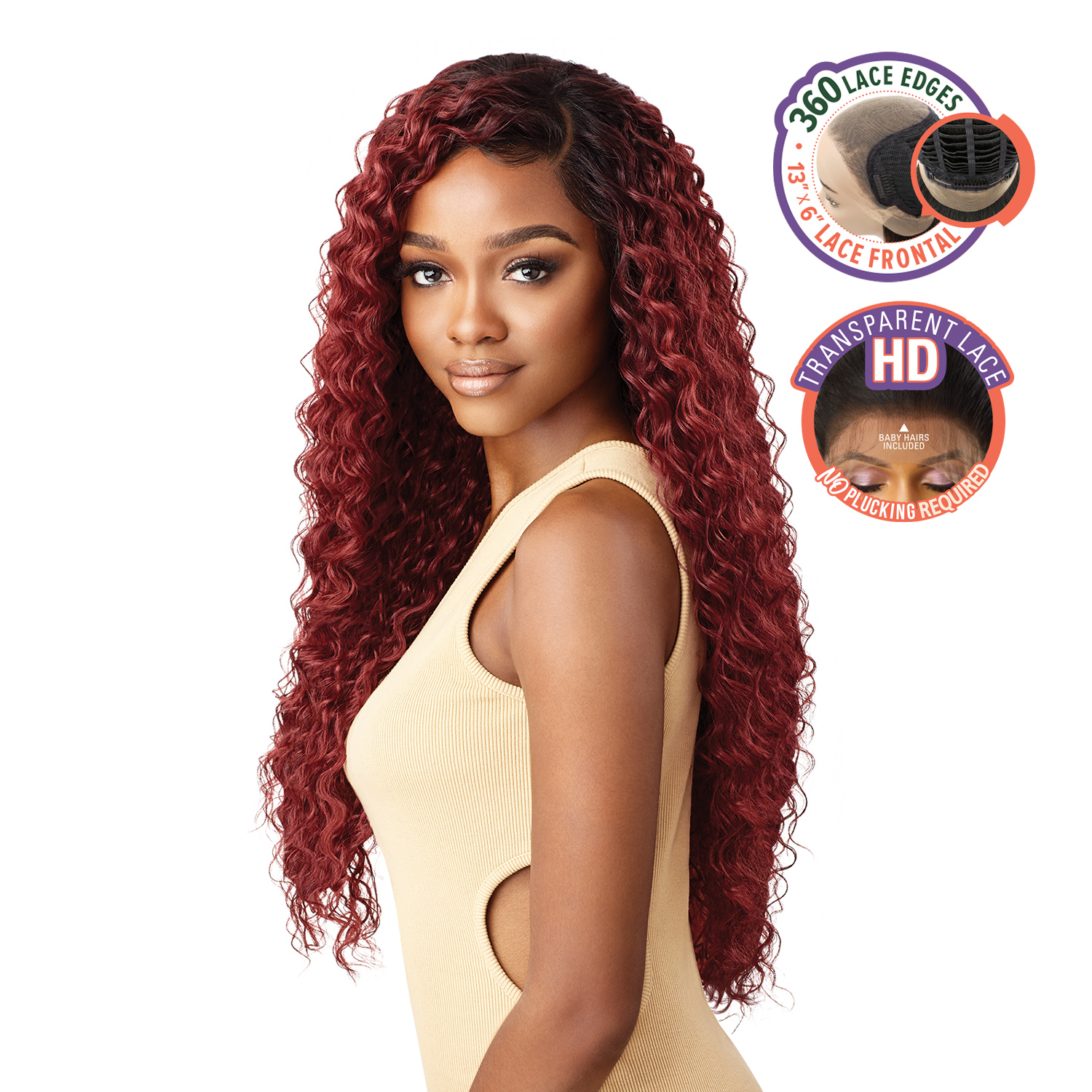 Outre Human Hair Blend Glueless HD Lace Frontal Wig 360 Hand-Tied 13x6 Lace Wig Kayreena