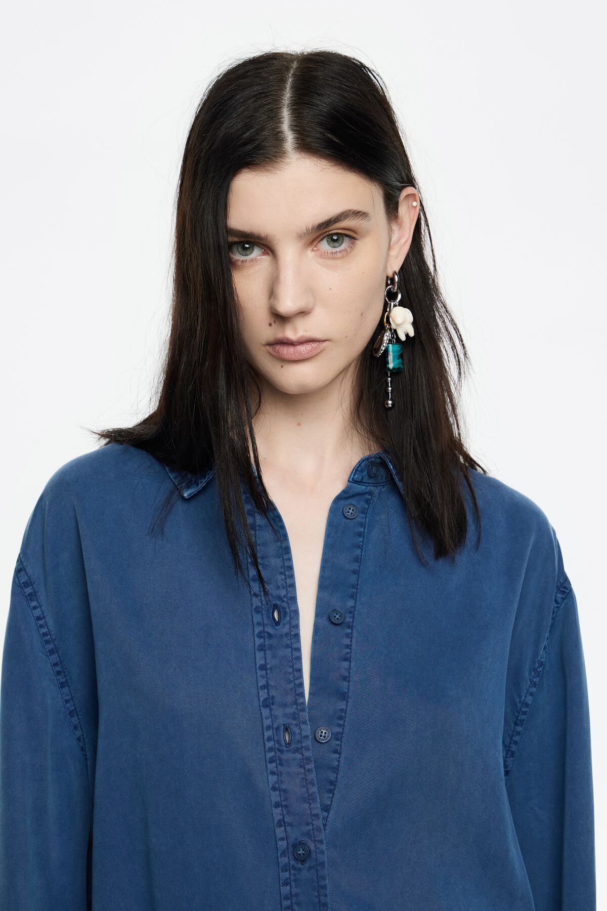 Blue fluid denim shirt