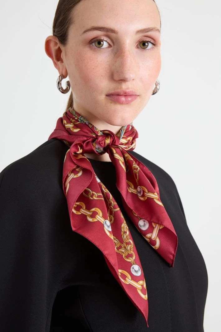 Silk twill scarf - BORDEAUX