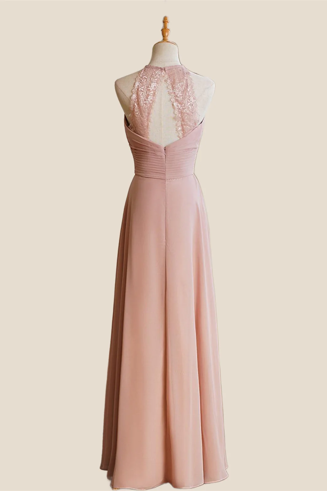 Jewel Blush Chiffon Empire Long Bridesmaid Dress