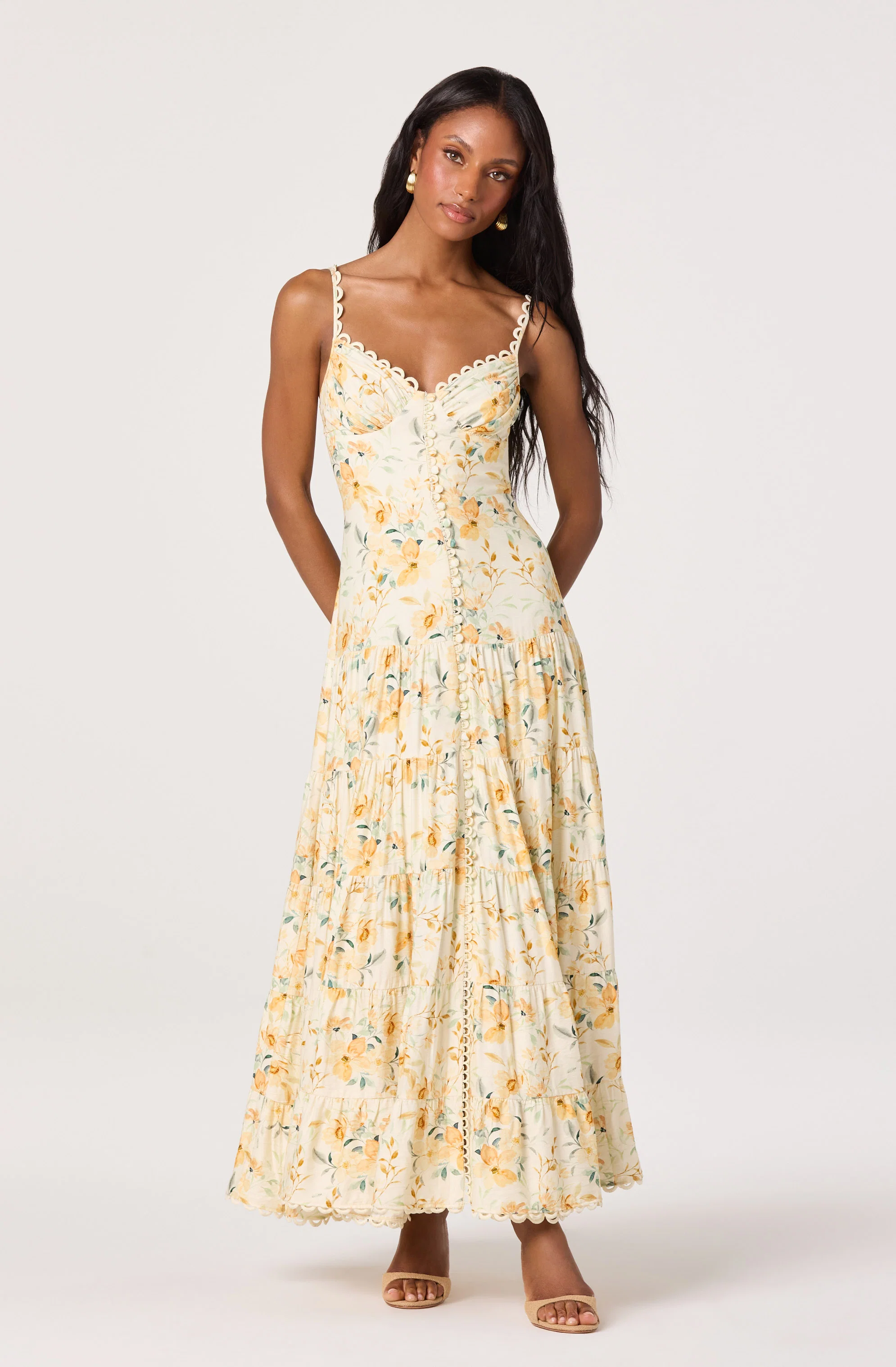 Tazia Scalloped Sweetheart Maxi Dress