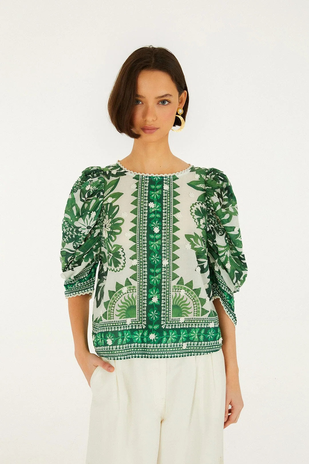 Green Flora Tapestry Blouse